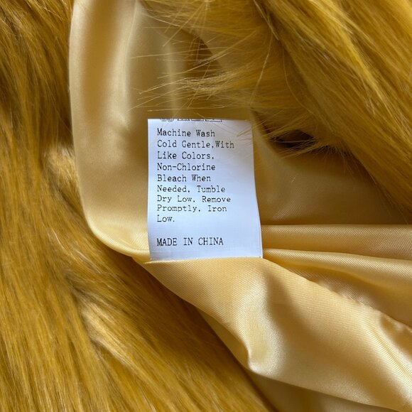Mustard Yellow Faux Fur Coat - Picture 6 of 6